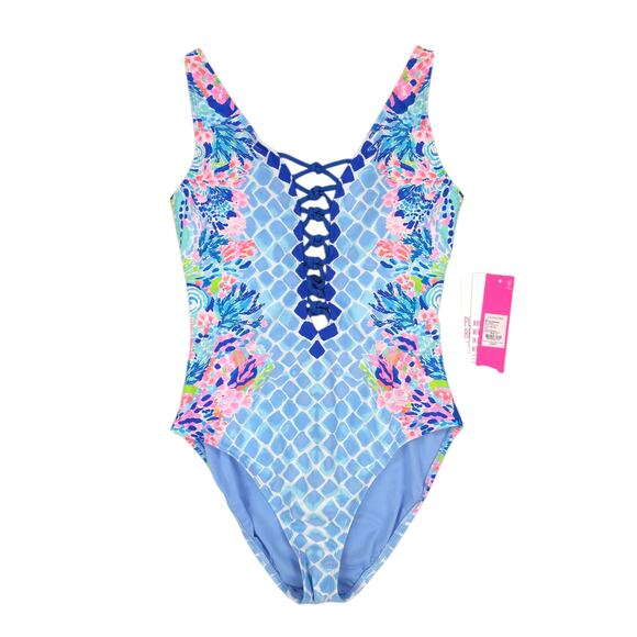 Lilly Pulitzer Isle Lattice One Piece Swimsuit Hidden Treasure NEW TAG REMOVED - Picture 3 of 9